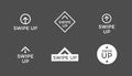 Vector swipe up icons on gray background for story design blogger scroll pictogram. Arrow up sign modern button