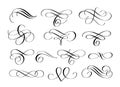 Vector swirl flourishes ink pen calligraphy set