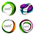 Vector swirl set, geometric business icons or web banners templates with sample slogan. Created with color overlapping Royalty Free Stock Photo