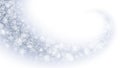 Vector Swirling Magic Snow Effect With White Transparent Snowflakes And Lights Overlay On Light Blue Background Royalty Free Stock Photo