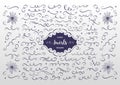 Vector swirls and flourish collection. Hand drawn design elements, flowers sketch Royalty Free Stock Photo