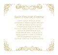 Vector Swirly Frame Template, Elegant Cover, Golden Filigree on White Background.