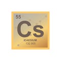 Vector symbol of alkali metal element caesium on the background from connected molecules.