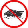 Vector symbol of the ban on the navigation of water vessels. Royalty Free Stock Photo
