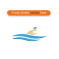 Vector symbol of a breaststroke swimmer. Swimming pool icon.