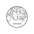 Vector symbol of cocoa tree. Art line logo Royalty Free Stock Photo