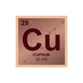 Vector symbol of copper on the background from connected molecules