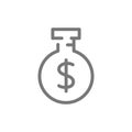 Simple test tube and laboratory equipment with dollar line icon. Symbol and sign vector illustration design. Isolated on