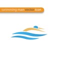 Vector symbol of a swimmer. Swimming pool icon. Royalty Free Stock Photo