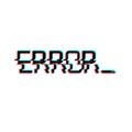 Vector symbol of word ERROR in glitch style. Geometric letters glitched Icon isolated on white background. Digital pixel