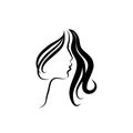Vector symbols and logo designs idea with women portrait silhouettes. Elegant and classy graphics for spa, wellness, beauty salons Royalty Free Stock Photo