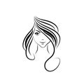 Vector symbols and logo designs idea with women portrait silhouettes. Elegant and classy graphics for spa, wellness, beauty salons Royalty Free Stock Photo