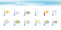 Set vector icons with thermometer and weather forecast. 3d illustration. Symbols and signs meteorology - climate - temperature Royalty Free Stock Photo