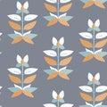 Vector Symmetrical Succulent Plant in Warm Natural Pastel Colors seamless pattern background. Perfect for fabric Royalty Free Stock Photo