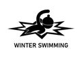 Winter swimming vector sign or icon. Royalty Free Stock Photo