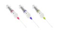 Vector syringe set with hypodermic needle isolated on white background
