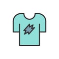 Vector t-shirt, clothing flat color line icon.