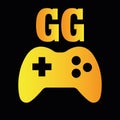 Vector T-shirt design for gamers with word `GG`. It is the abbreviation of `Good game`