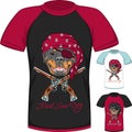 Vector T-shirt with Rottweiler dog pirate