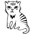 Vector. Tabby cat. Black outline sketch