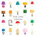 Vector table lamp collection in cartoon flat style