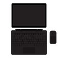 Vector tablet pc with keyboard and mouse manipulator. Touch screen laptop. Laptop with tablet mode. Isolated on white. Royalty Free Stock Photo