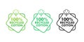 Vector tags for 100 recycled cotton with a cotton plant icon, showcasing sustainable fabric and eco-friendly fashion