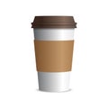 Vector takeaway paper coffee cup with brown cap