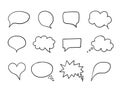 Vector Talk Bubble Set, Speech Box Collection, Hand Drawn Design Elements, Outline Drawings. Royalty Free Stock Photo