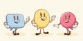Vector Talk Language Learning Group of Characters Illustration. Groovy Cartoon Speech Bubbles Conversation Chat Message