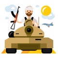 Vector Tankman, War in the Middle East. Flat style colorful Cartoon illustration.