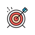 Vector target, goal flat color line icon.