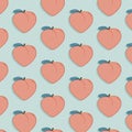Vector tasty fruit pattern with peach. Exotic fashion food drawing illustration. Sweet nature juicy organic modern print