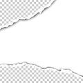 Vector tattered wide hole in sheet of transparent paper. White background of the resulting window. Template paper design