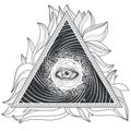 Vector tattoo illustration abstract sacred geometry with an all-seeing eye.