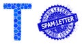 Vector Tau Greek Letter Composition of Dots and Distress Spam Letter Seal