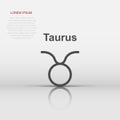 Vector taurus zodiac icon in flat style. Astrology sign illustration pictogram. Taurus horoscope business concept Royalty Free Stock Photo