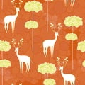 Vector tawny seamless pattern background: Deer In Bloom.