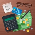 Vector tax time concept design element, flat style. Royalty Free Stock Photo