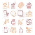 Vector tea and coffee linear icons set illustration