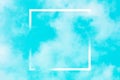 Vector teal blue sky background with white clouds and a square frame, an abstract design template Royalty Free Stock Photo