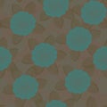 Vector Teal Green Flowers on Brown Seamless Repeat Pattern