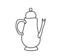 Vector teapot with a black line. Simple food and cooking illustration