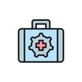 Vector technical assistance suitcase flat color icon. Royalty Free Stock Photo