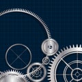 Vector technological modern gears background, in grid background