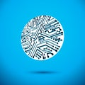Vector technology cpu design with circular microprocessor scheme Royalty Free Stock Photo