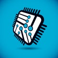 Vector technology cpu design with square microprocessor scheme. Computer circuit board, digital element. Technology microchip logo Royalty Free Stock Photo