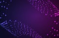 Vector technology gradient background template with connected in a swirls dots, ultraviolet color Royalty Free Stock Photo