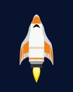 Vector technology ship rocket cartoon design for startup innovation product and cosmos fantasy space launch graphic