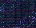 Vector Technology Software Background, Javascript, Blue and Purple, Glowing Dots.